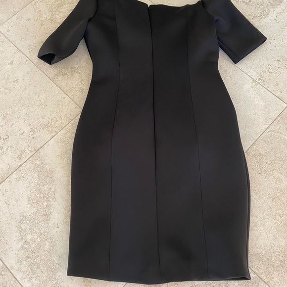 Jovani Asymmetrical Neckline Cocktail Dress Scuba Stretch Black 14 - Picture 6 of 9